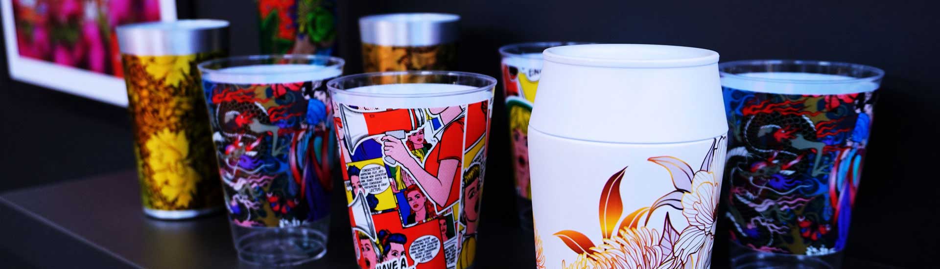 printed cups Kebab HS: cylindrical printing