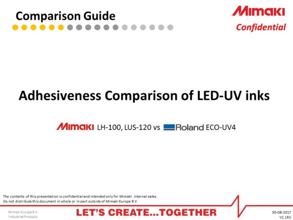 Adhesiveness Comparison of LED-UV inks - Product Guide (PDF)
